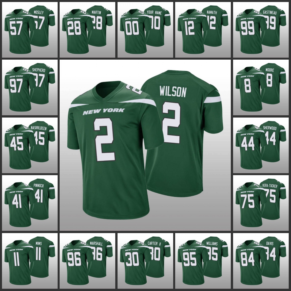 

Jersey Wholesale Custom New York''Jets''Men #77 Mekhi Becton 11 Denzel Mims 8 Elijah Moore''NFL''Women Youth Green Vapor