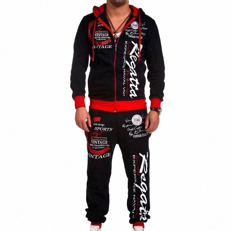 Parcours masculins Les surv￪tements masculins Zogaa Men de piste de piste Set Sweatable Hoodies Boy Tenues Longueur Brand Printing Sweat Mens set
