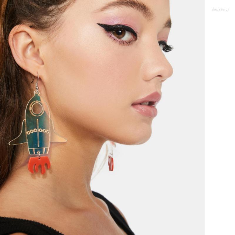 

Dangle Earrings KUGUYS Iridescence Space Rocket Big Drop For Women Iridescent Acrylic Trendy Jewelry Fashion Accessories