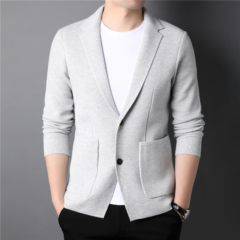 

Men s Sweaters Autumn Suit Collar Thick Cardigan Sweater Fashion Casual Two Buttons Knitted Coat Male Brand Clothes 220902, Navy blue