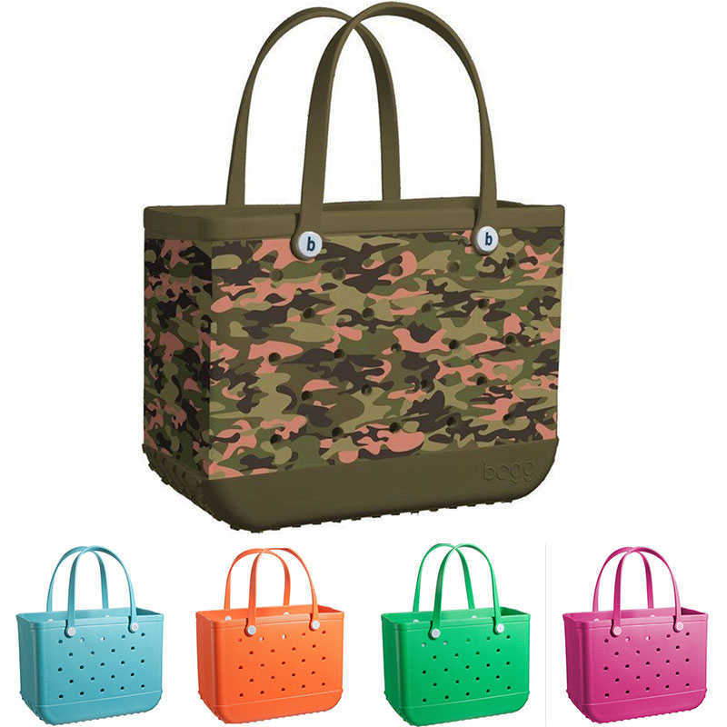 

Fashion Beach Bags Solid Color Camouflage Printed EVA Basket Large Capacity Beach Storage Bag Totes Summer Handbag For Women