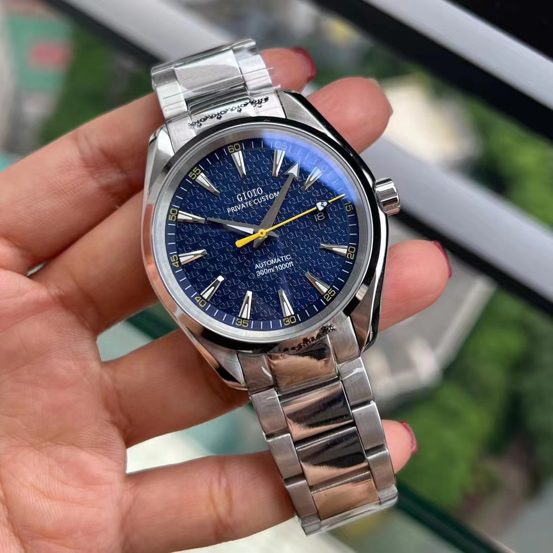 

41mm High Quality Mens Automatic Watch Mechanical Sapphire Black Blue Leather Rubber Luminous Stainless Steel0215548120102