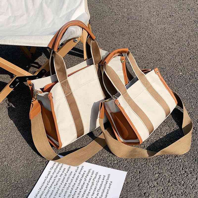 

Bags Canvas simple Tote Bag female new handbag Single Shoulder Messenger Purses, Brown trumpet