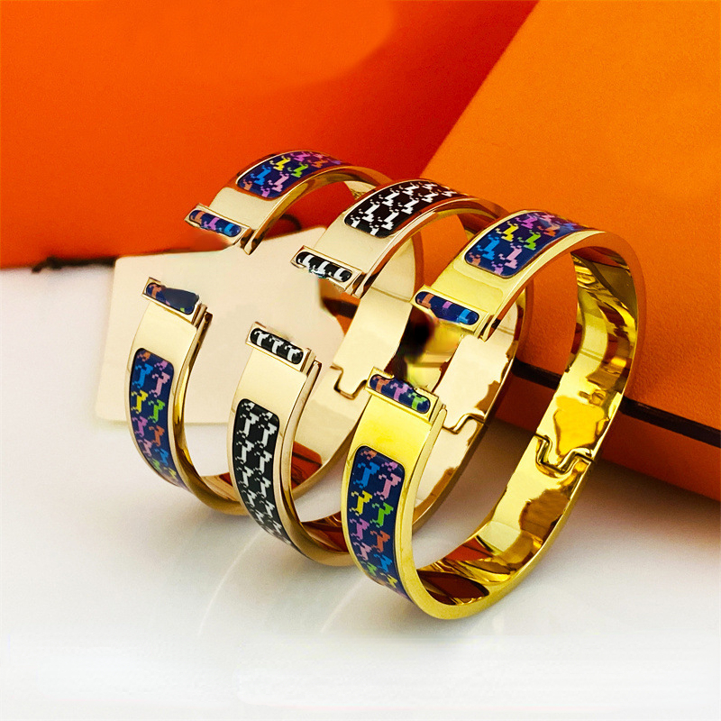 2022 newest brand luxury designer bangle bracelets mens womens enamel colorful fashion 18K gold bracelets jewelry gift