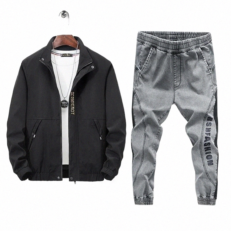 

Men's Tracksuits men's Tracksuits Mens Sporting Jogger Outfits Denim Pants Autumn Winter Two Piece Jacket Jeans Tracksuit Sets Men Sportwear Hip Hop 9xl Over h00w#, Black 1