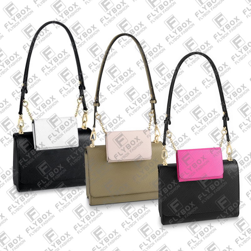 

M59886 M59884 M59885 TWIST Chain Bag Shoulder Bag Women Fashion Luxury Designer Crossbody Handbag Tote High QualityTOP 5A Purse Pouch Fast Delivery, 23cm black & fuchsi 2/ with dust bag&box