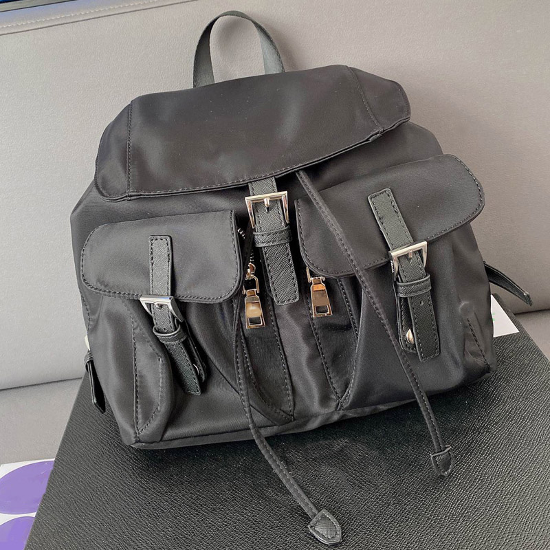

unisex classic rucksack nylon backpack black back pack triangle designers mens womens sign sports shoulder bags good quality multiple pocket prad, Dust bag