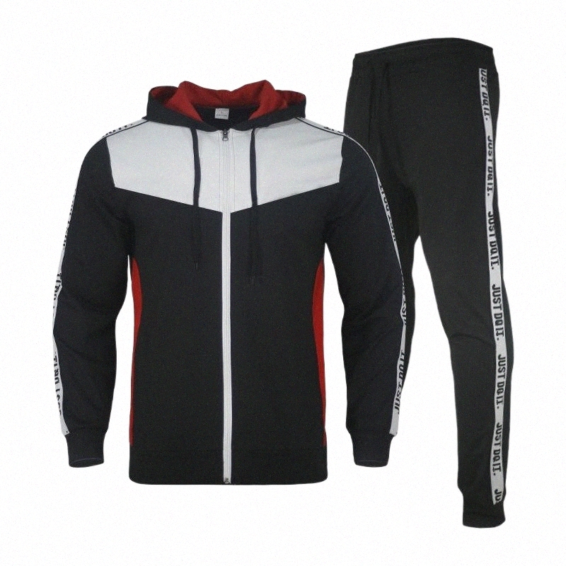 Men's Tracksuits men's Tracksuits European And American Trend Foreign Trade Loose Splicing Cardigan Striped Hooded Sweater Casual Sports S