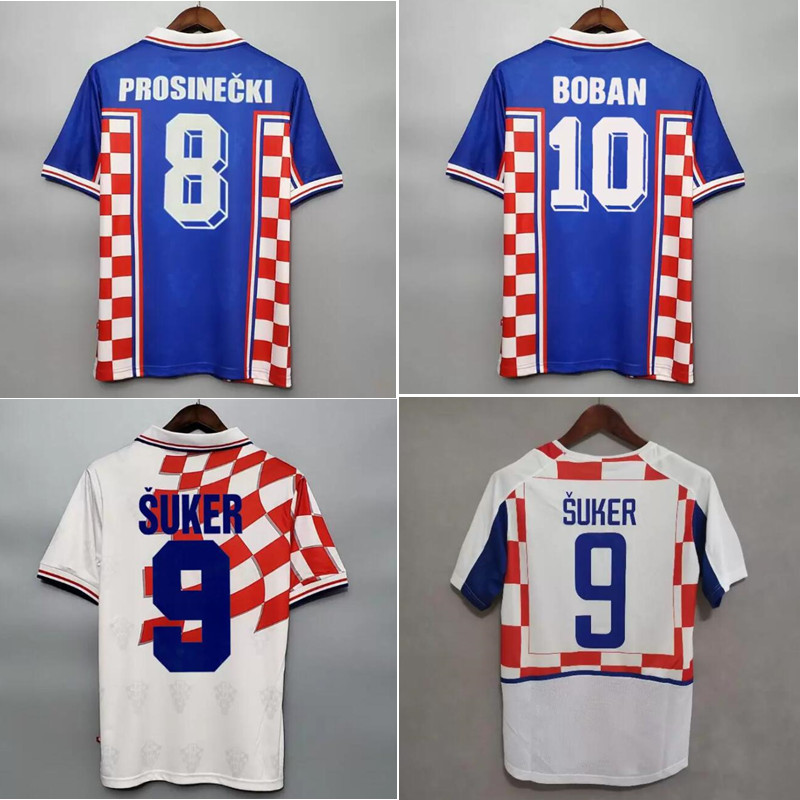 

Top 1998 2002 SUKER Retro jerseys Boban Croatia Soccer jersey vintage classic Prosinecki football shirt SOLDO STIMAC TUDOR MATO BAJIC maillot de foot, 1998home