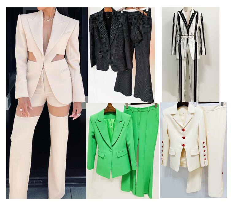 

Womens Suits & Blazers Two Pieces Sets Office Clothing Set Fashion Design Modern Long Sleeves 2 Colors Combined Suit Set Size S to 2XL Plus size 33, Silical gel
