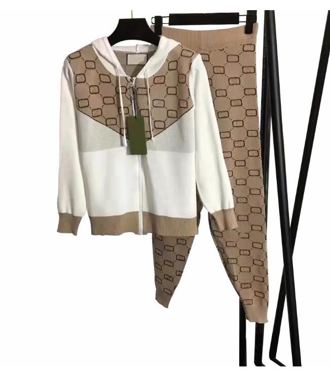 Femmes De Luxe Survêtements Fleur Veste Et Pantalon Trouse Sport Slim pour Lady Designer Avec Lettres Fermetures À Glissière Printemps Automne À