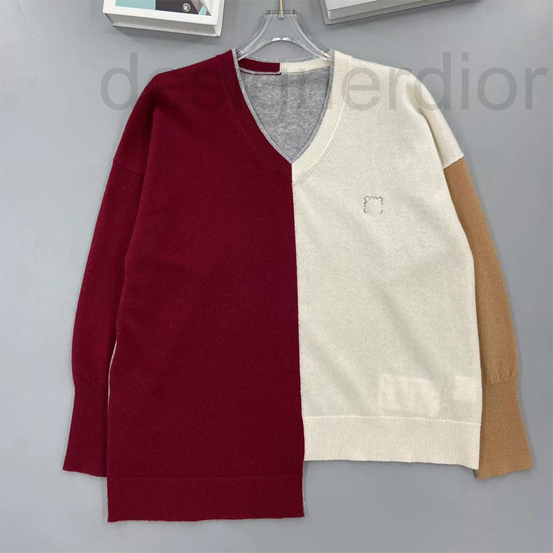 

Women' Sweaters designer Knitted color matching V-neck wool casual bottomed sweater women' wear new product in early autumn 2022 lazy wind loose top FSIA, 2# packing bag