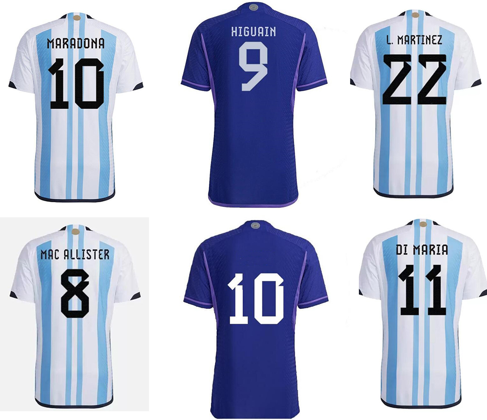 

22 -23 Argentina Soccer Jersey home 10 21 Dybala Thai Quality Shirts Away Black Customized 11 Di Maria 22 L.MARTINE Design Your Own Football wear kingcaps, 22-23 away with patch