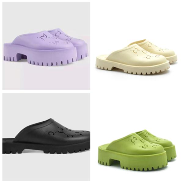 

2021 Classic thick bottom ladies slippers foam soft comfortable high profile hollow letter design men women Waterproof and non-slip beach slippers 35-45, Black