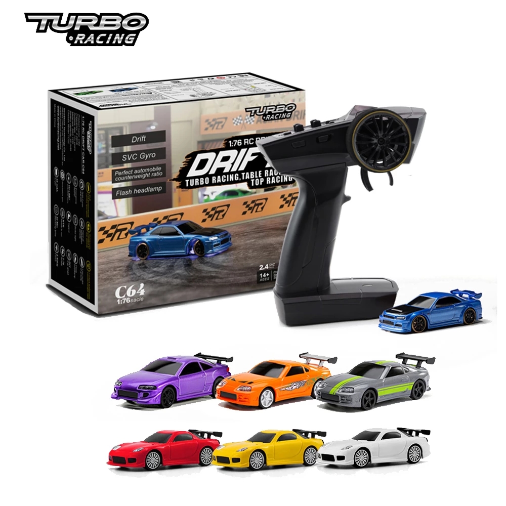 

Electric/RC Car Turbo Racing 1/76 C64 C74 C73 C72 Drift With Gyro Radio Full Proportional Remote Control Toys RTR Kit For Kids and Adults