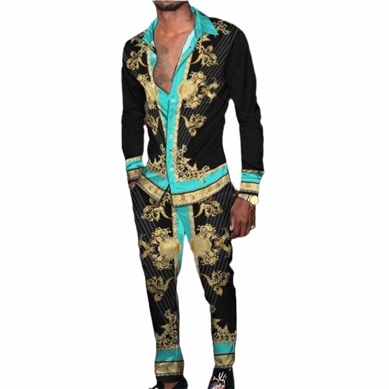 Men's Tracksuits men's Tracksuits Pcs/Set Men Pants Suit Digital Print Summer Shirt Set Colorful Colorfast Full Length For Daily WearMe