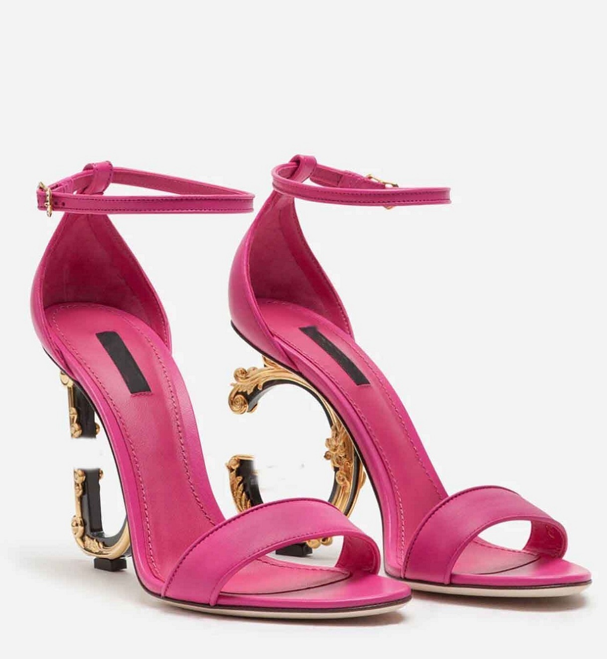 

Famous Brands Women Keira Sandals Shoes Baroque Sculpted D and G shaped Heel Gold Pop Carbon Pumps Party Wedding Lady Gladiator Sandalias EU35-43