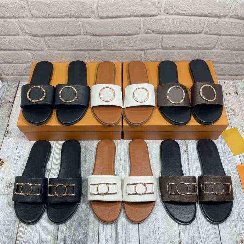 

Designer Women Slippers Classics LOCK IT Letters Printing Sandals Floral Slide Summer Outdoor Lady Flip Flop With original box