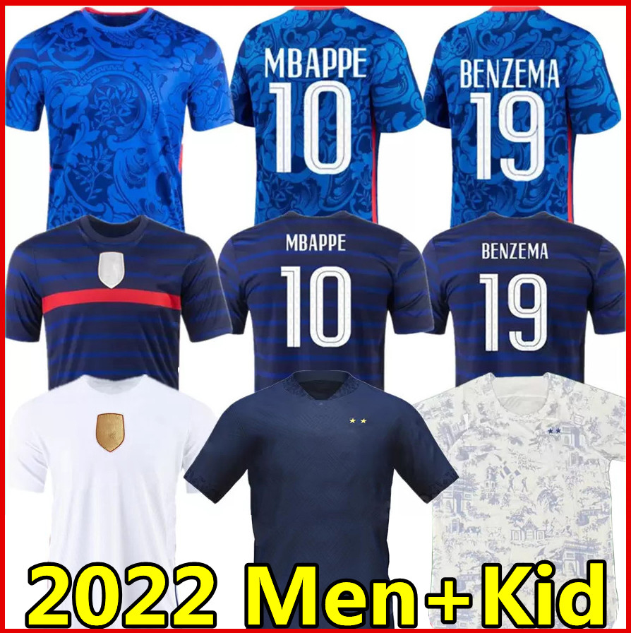 

2022 World Franc e Soccer Jerseys cup MBAPPE BENZEMA GRIEZMANN KANTE 22 23 Football Shirt Kids Kit POGBA GIROUD Maillot de foot DEMBELE equipe YEDDER VARANE, Away kids