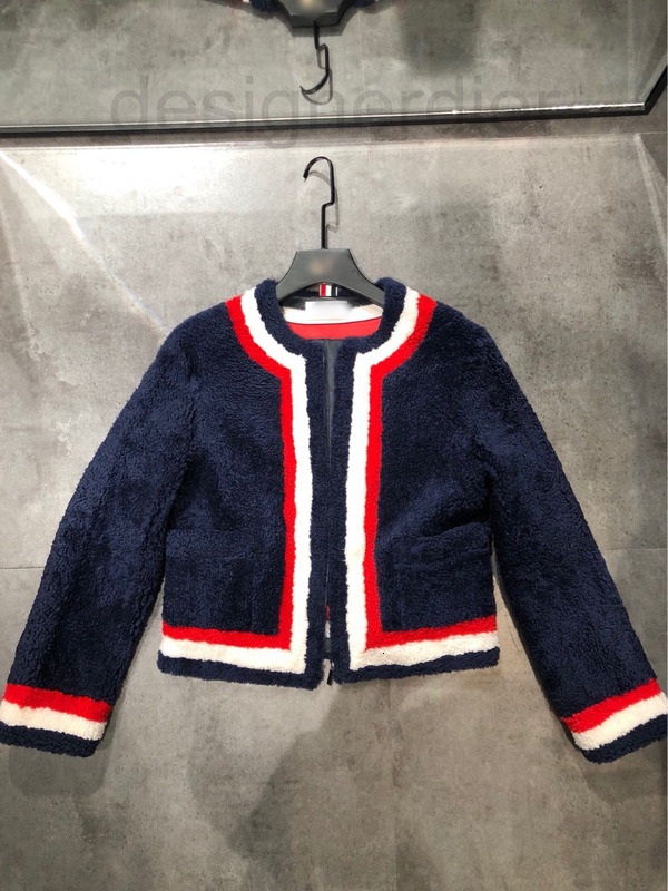 Women's Jackets designer Tb2021 winter new leather wool fur integrated temperament luxurious round neck long sleeve short coat women EXIA-image-798608394
