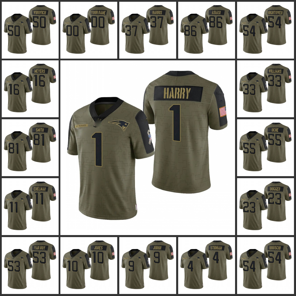 

Jersey Wholesale Custom New England''Patriots''Men #10 Mac Jones 9 Matthew Judon''NFL''Women Youth Olive Limited Salute To