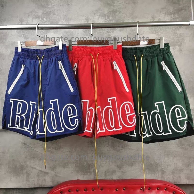 

Men Short American Hip Hop Streetwear Zip Fishnet Lined Multi Pocket Casual Sports Basketball Shorts Male Summer New Rhude