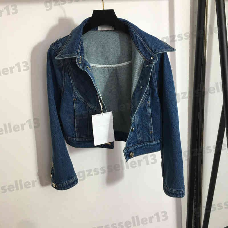 

Womens Denim Jacket Luxury Designer CN..L Metal Button Jackets Fashion Brand Panelled Cropped Long Sleeves Jacket For Womens Clothing 0912, 14
