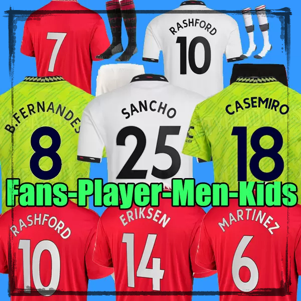 

22 23 SANCHO CASEMIRO soccer jerseys PLAYER Fans Player version WOMEN MANS UTDS FERNANDES MANCHESTERS SHEW RASHFORD football top shirt 2022 2023 kids kit, 2023 men home 1