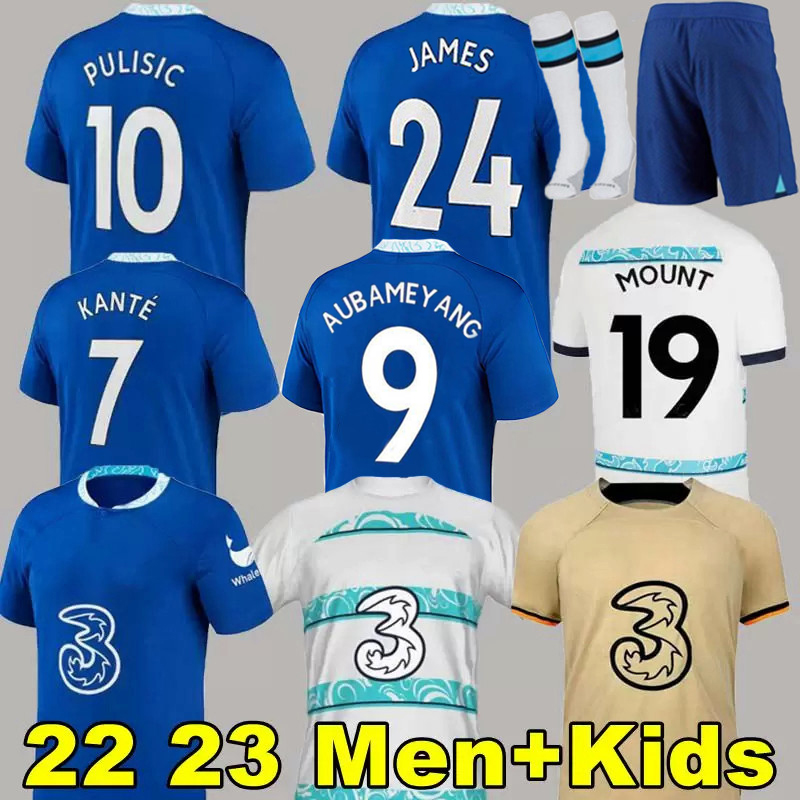 

22 23 soccer jerseys KANTE ENZO MOUNT STERLING HAVERTZ Cucurella ZIYECH PULISIC Reece James JOAO FELIX KOULIBALY 2022 football shirt home away thrid men kids kit, 22-23 third kids