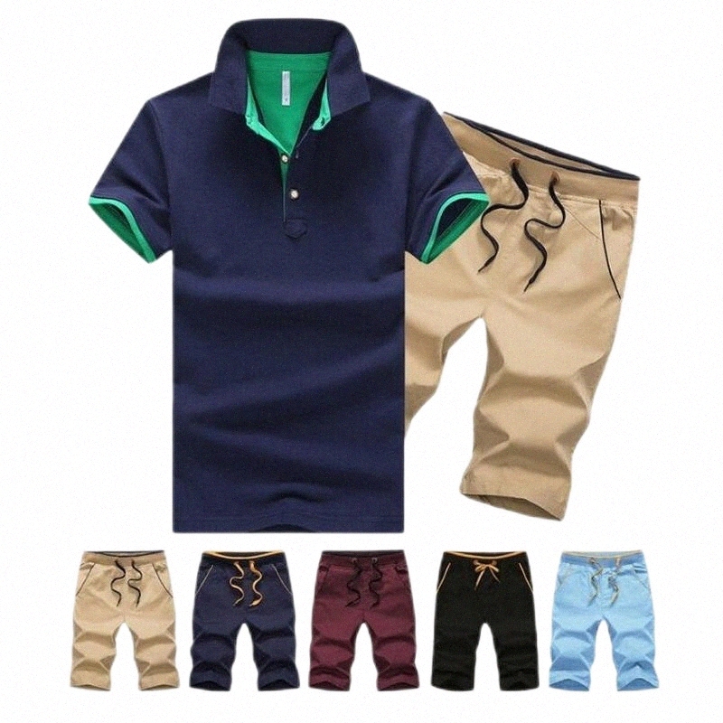 Men's Tracksuits men's Tracksuits Summer Suit T-shirt Sports Lapel Shirt Shorts Men's Shirts Knee Length Set 20 Colors AvailableMe-image-798369677