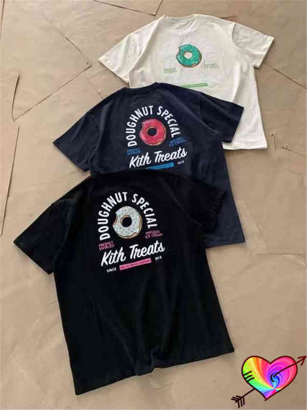 

Treats Series Donut Tee Men Women Graphic Printed Pocket Kith T-shirt Loose Fit Cotton Summer Short SleeveI4IJ, Beige