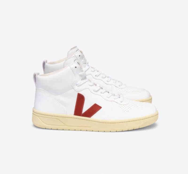 

Dress Shoes New products on the shelves French Veja classic men's and women's middle top color matching casual lace up high top shoes small white shoes, Red