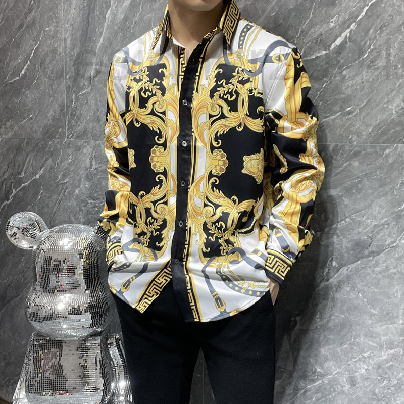 

Men' Casual Shirts designer Fashion brand men' casual shirt 2022 spring and autumn new Medusa totem print loose Long Sleeve Shirt ATYW, 2# packing bag