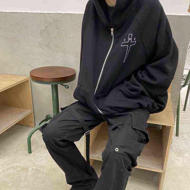 

Men's Hoodies Sweatshirts 2022 Black Cardigan Zipper ERD Fashion Hoodies Men top Quality ERD Lettering on The Back Women Pullover Hooded Sweatshirt T220901