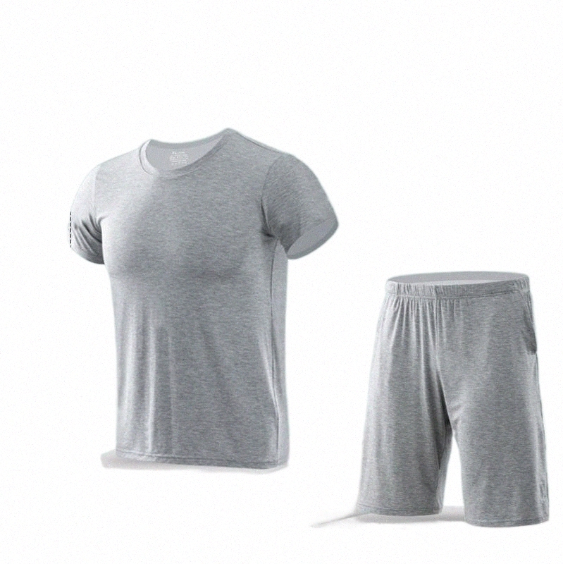 Men's Tracksuits men's Tracksuits Breathable Viscose Tracksuit Men Outfit Casual 2 Pieces Summer Activewear Mens Short Sets Solid Color T-