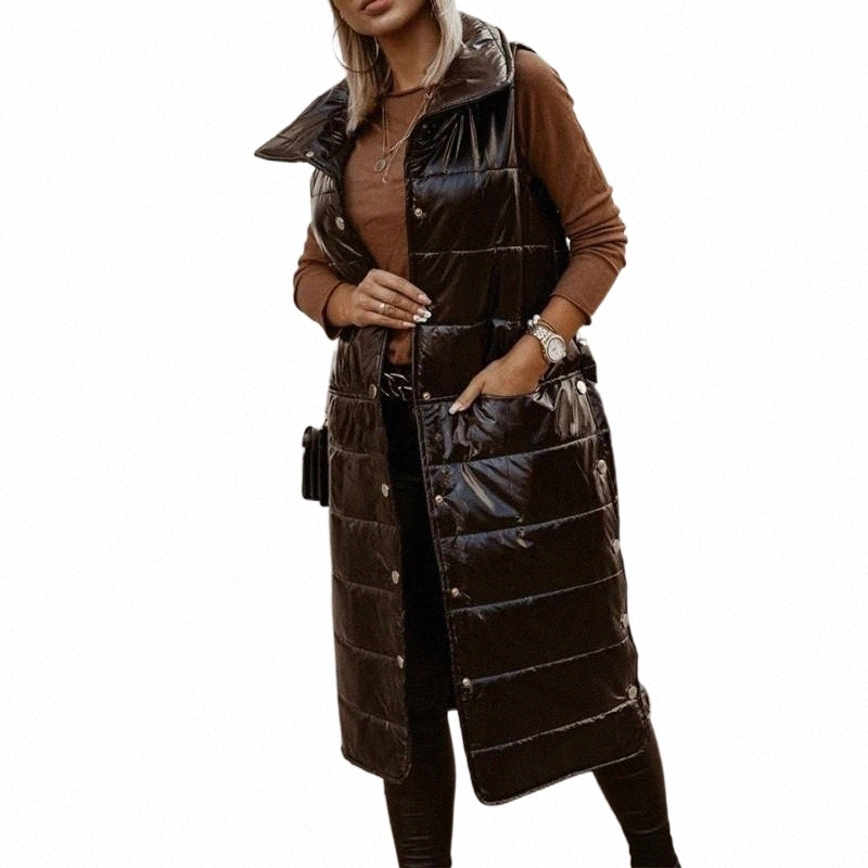 Women's Vests women's Vests 2021 Fashion Slim Fit Long Vest Women Thicken Cotton Padded Winter Sleeveless Jacket Waistcoat i5ar#