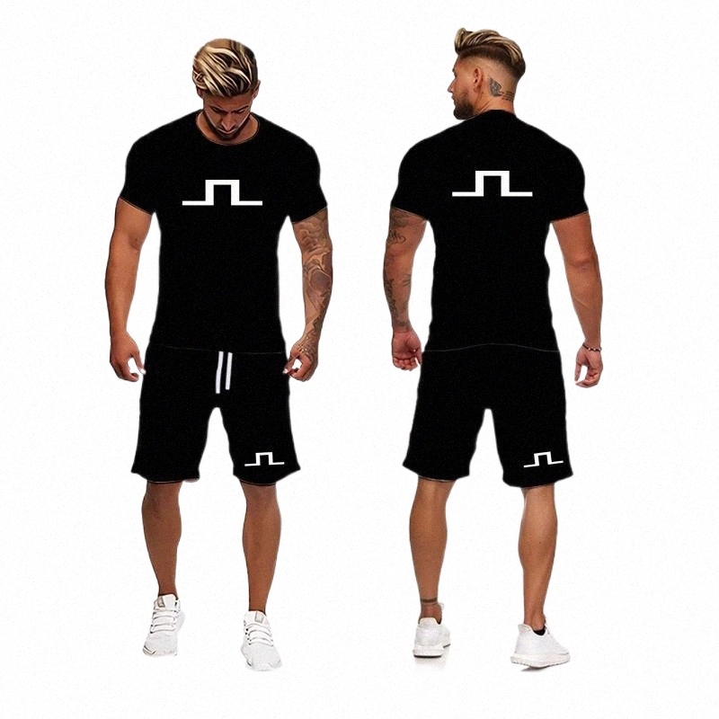 Men's Tracksuits men's Tracksuits Top Shorts 2 Pcs Sets Summer Solid ColorBeach Suits Man Trend Casual T-shirts Beach Sports Male Clothing