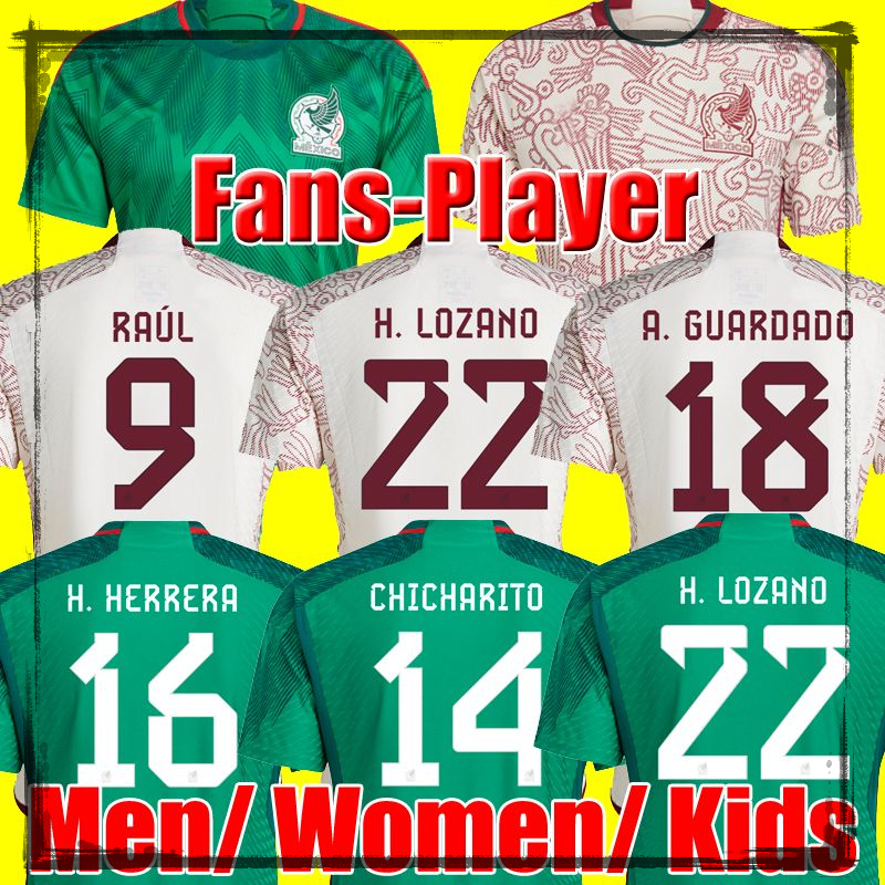 

Thailand 2022 Mexico soccer jersey fans player version H LOZANO CHICHARITO G DOS SANTOS 22 23 Worlds cups GUARDADO football shirt tops men women kids sets uniform, 2022 home kids