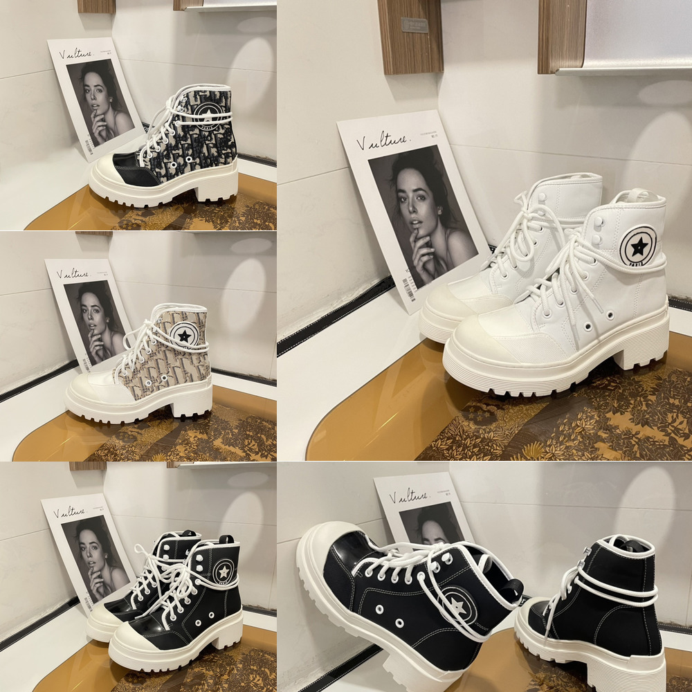 

Designer Women Boots canvas d rise Ankle Boots Jacquard Star Shoes Paris Platform Chunky Heel Martin Boot Deserts Winter Outdoor Lady Buckle Shoe 35-40, Real pc contact me