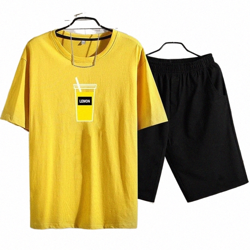 Parcours masculin Tracks Tracksuits 2022 Hommes d←contract←s Fashion 2 PCS Sweet Sweat Sweat Imprim← ¢ manches courtes Short SetSets Sportswear S
