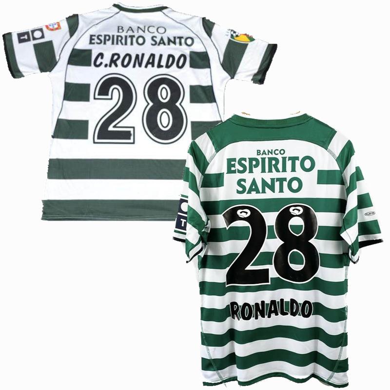 college wear 2001 2002 2003 2004 Sporting CP Lisbon retro soccer jerseys 03/04 RONALDO Classic Vintage football Sports shirts