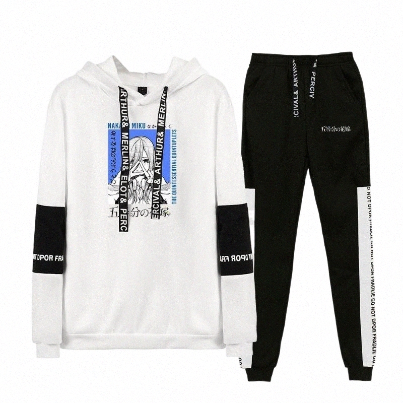 

Men's Tracksuits men's Tracksuits The Quintessential Quintuplets Hoodies Unisex Tracksuit Two Piece Autumn Women/Men's White Hooded Black Sweatpants Casu r0kH#, As picture