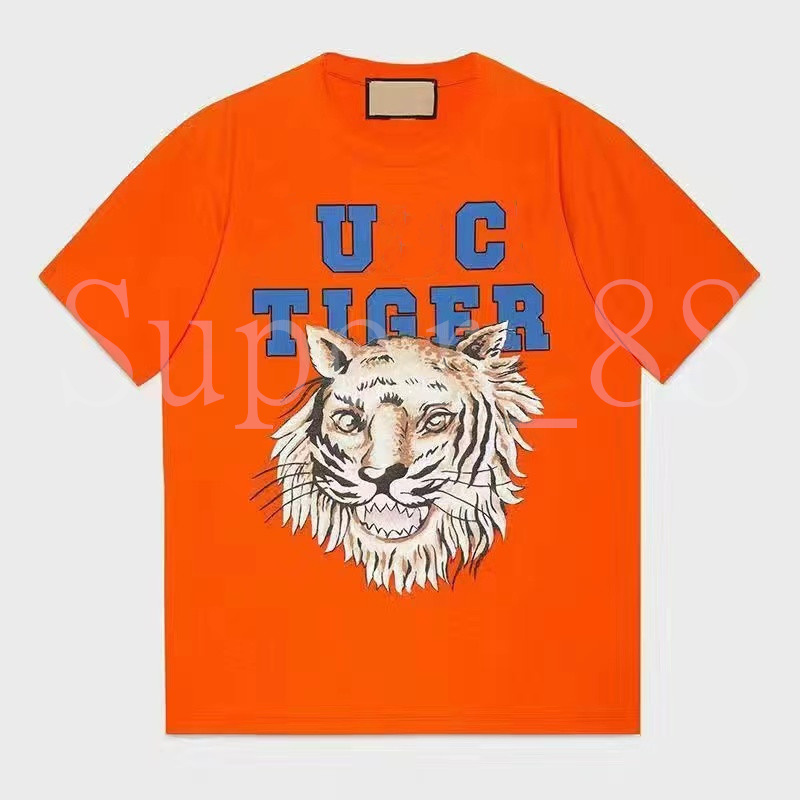 

Men's T Shirts Tiger Designer 2022 Spring and Sumer Tide Letter Animal Print Clothes Couples Round Neck Tops for Men Women Plus Size Classic Causal T Shirts, #3 orange