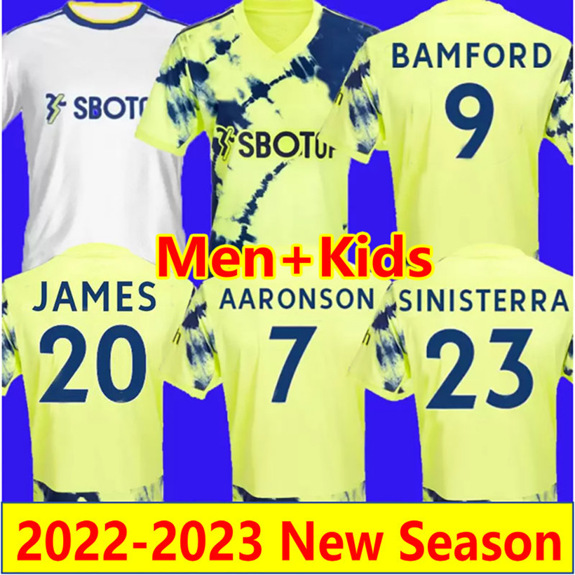 

22 23 BAMFORD Soccer Jerseys Adams Aaronson Leeds GNONTO HARRISON RODRIGO home away 2022 2023 JAMES Sinisterra SUMMERVILLE KLICH football shirt men kids kit sets, 22-23 away