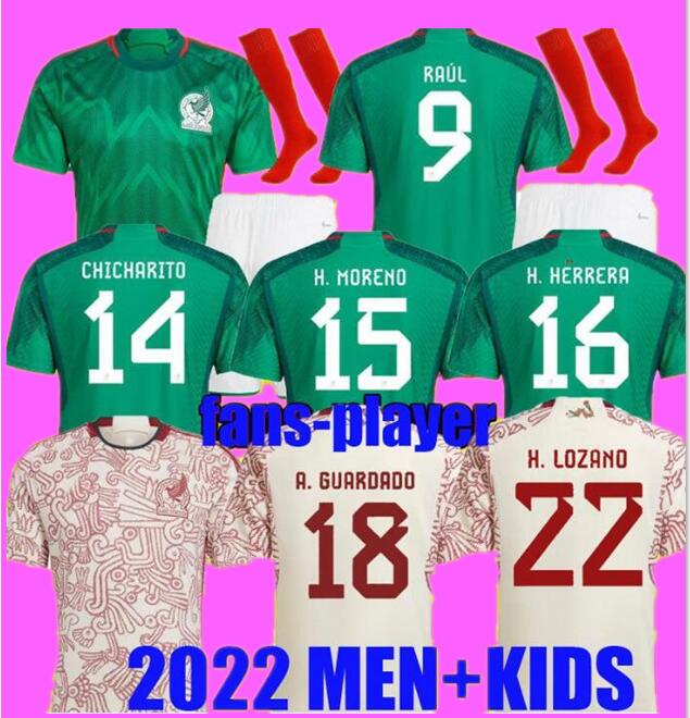 

3XL 4XL 2022 mexico soccer jerseys home away LOZANO CHICHARITO RAUL football kit shirt DOS SANTOS Camisetas ALVAREZ fans player men kids women set uniform long sleeve