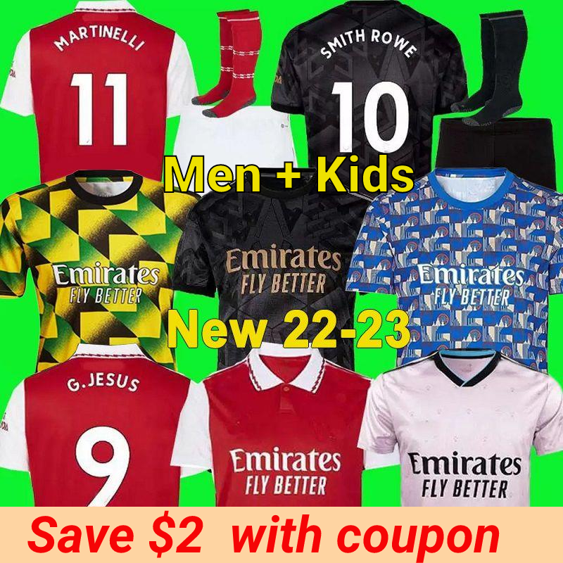 

22 23 SAKA G. JESUS soccer jersey SMITH ROWE Fans Player version Gunners MARTINELLI ODEGAARD THOMAS NKETIAH TIERNEY ARSen 2022 2023 football shirt Men Kids kit, 22/23 kids away