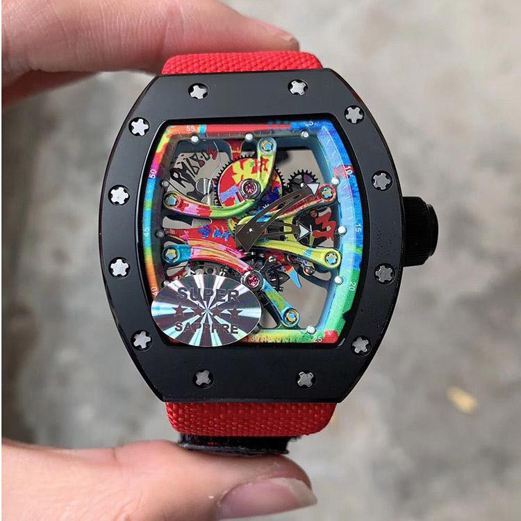 

Ceramic Skeleton Dial Mens Watch Automatic Mechanical Canvas Rubber Watch1021457481010