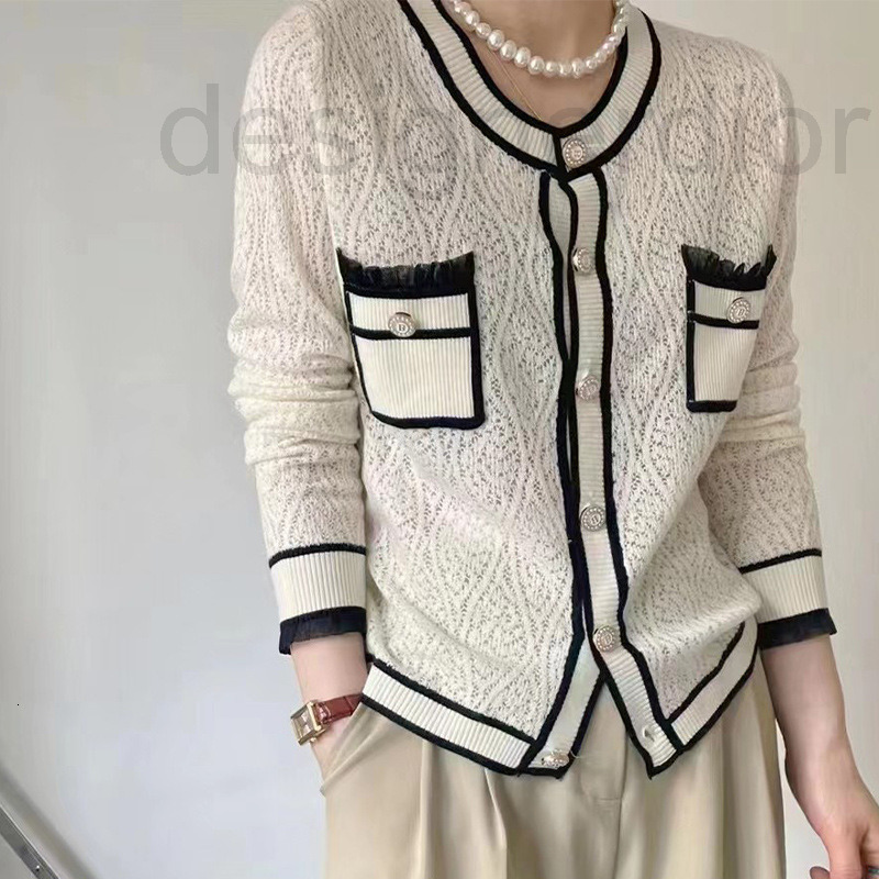 

Women' Sweaters designer Xiaoxiangfeng knitted round neck hollow long sleeve cardigan women' versatile lazy fashion sweater early autumn 2022 lace coat Q4R9, 2# packing bag