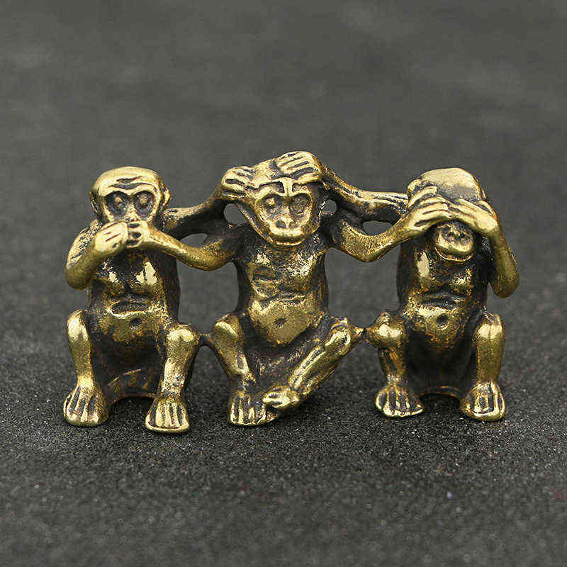 

Decorative Objects Figurines Pure Copper Three s Crafts Figurines Miniatures Home Office Living Room Decoration Animal Antique Bronze Feng Shui Decor T220902
