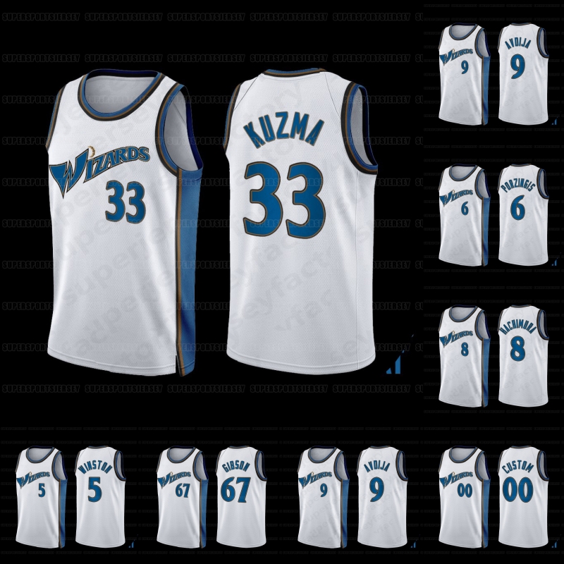 

3 Bradley Beal Basketball Jerseys Washingtons Wizard 6 Kristaps Porzingis 33 Kyle Kuzma 8 Rui Hachimura 21 Daniel Gafford 9 DENI AVDIJA, Black